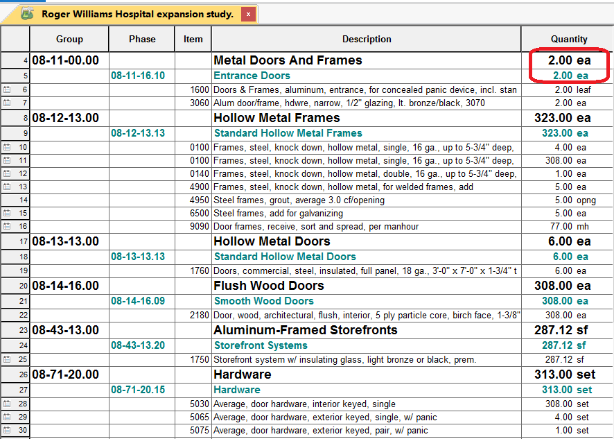 An image showing Overline Quantities in the spreadsheet