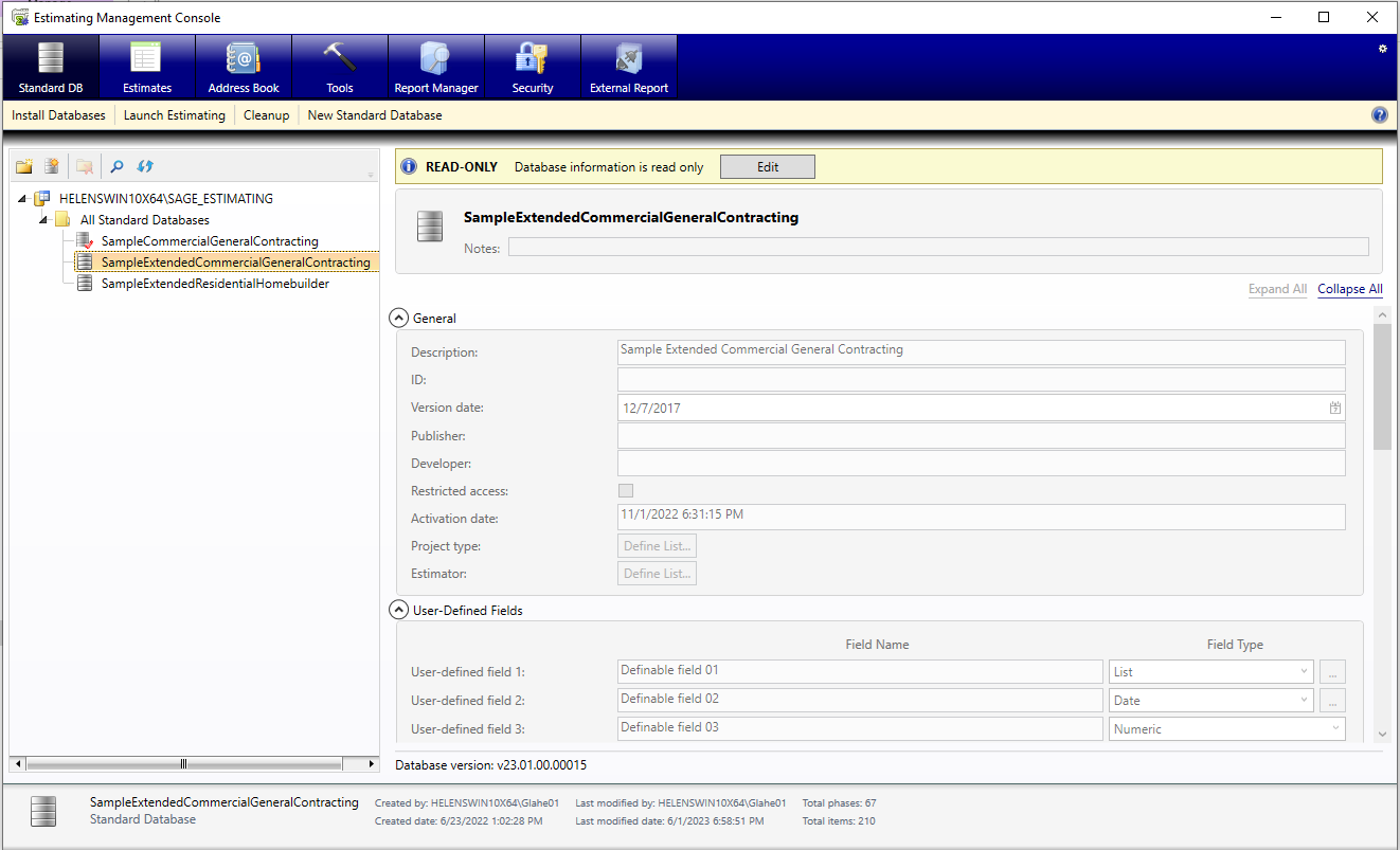 Emption Console About the Estimating Management Console