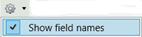 This button is a small gear icon that, when selected, provides an option to show field names